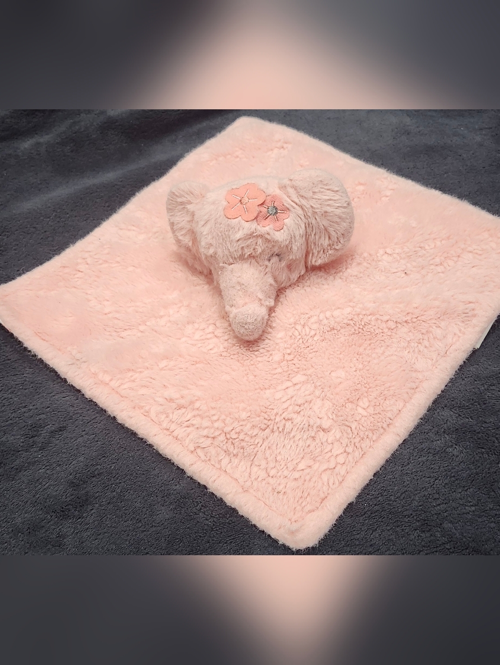 Parents Choice Baby Lovey Pink Elephant Security Blanket Floral Satin Back